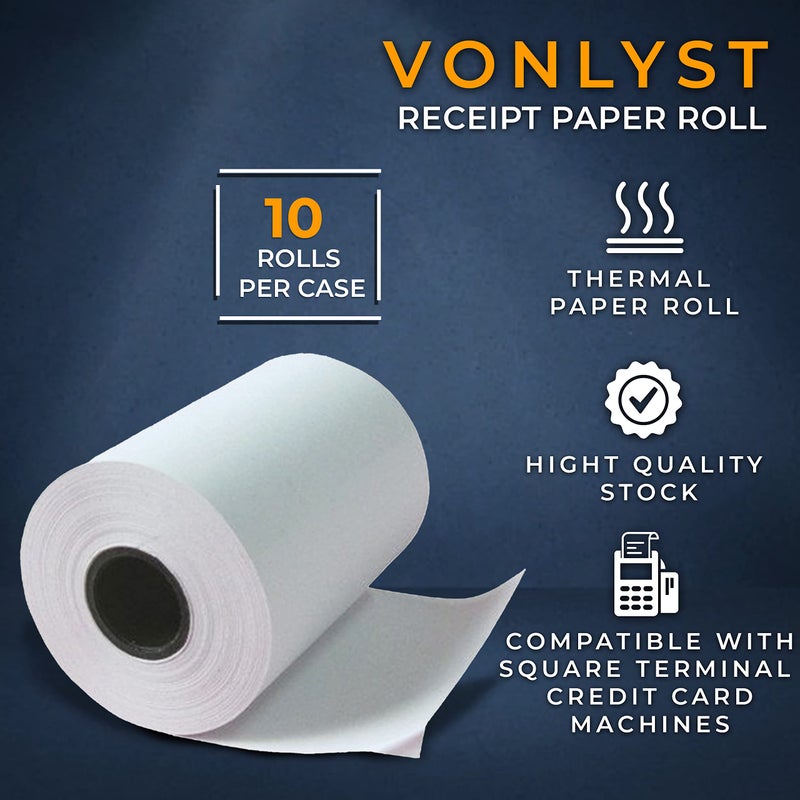 Vonlyst Receipt Paper Roll for Square Terminal Credit Card Machine (10 rolls) - Image 5